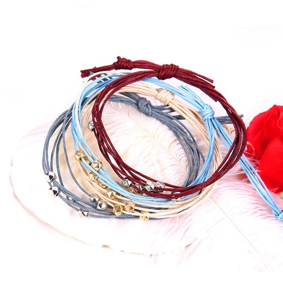 4-piece 'Forester' Rope Weave Beaded Bracelet Set - Picture 3 of 7